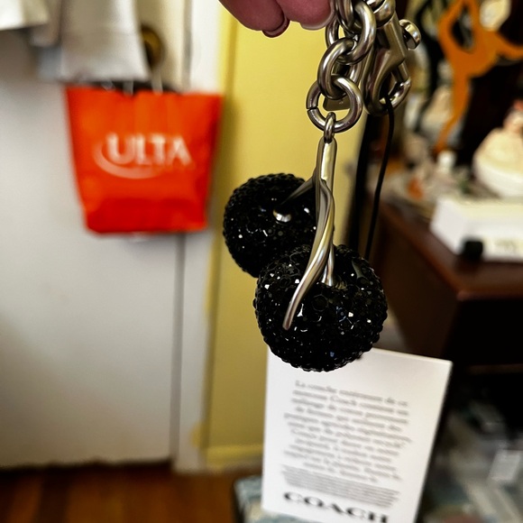 Coach Black Crystal Cherry Bag Charm/Keychain - Picture 2 of 13